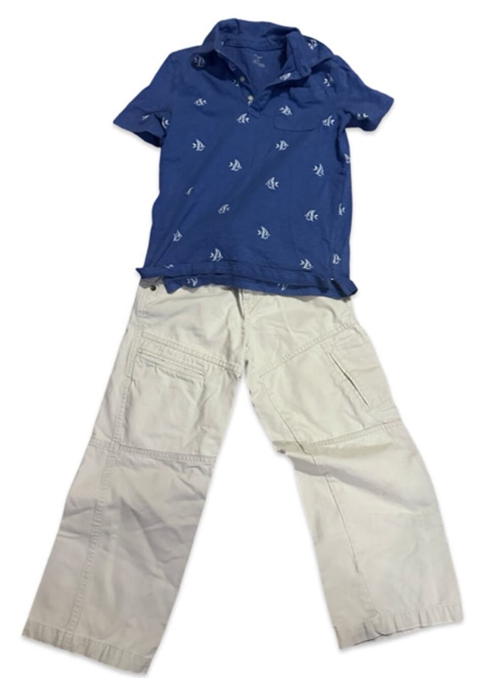 Carter's Old Navy Size 8 Outfit Navy Blue Polo Khaki Cargo Pants 2 Pc